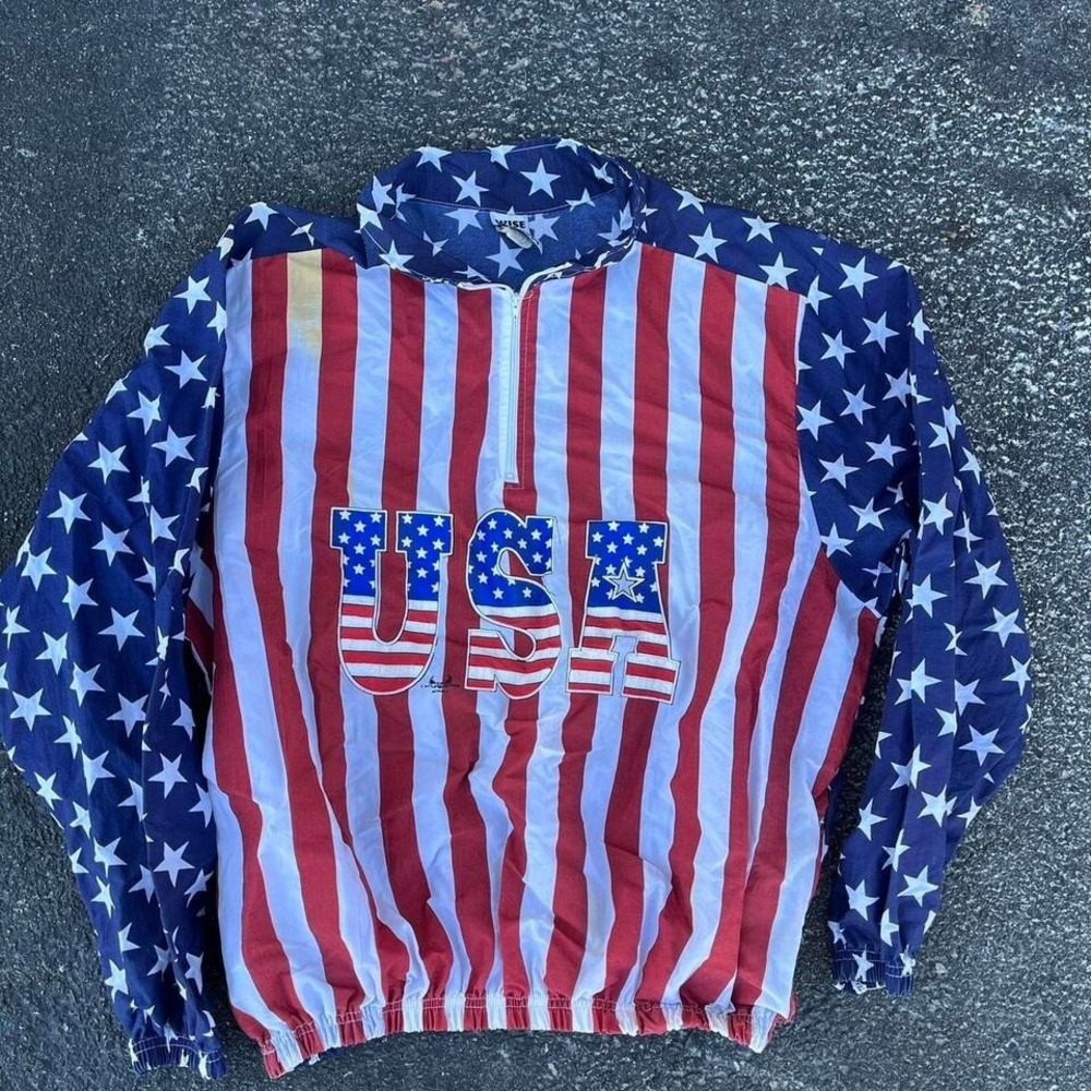 1990s Quarter Zip Sweater USA Arch logo spell out size L